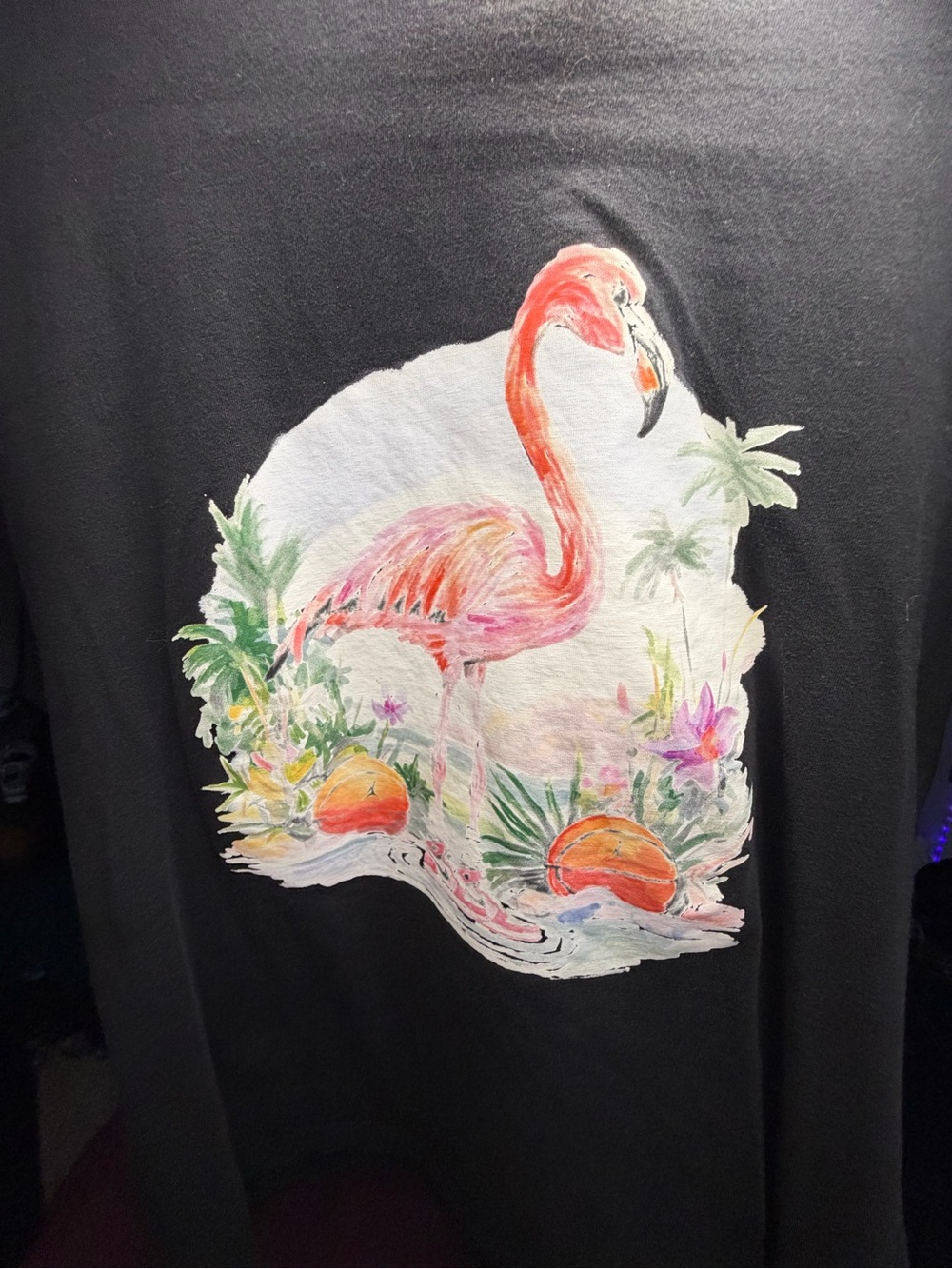 Jordan Black Tee with Red Jumpman and Pink Flamingo Graphic